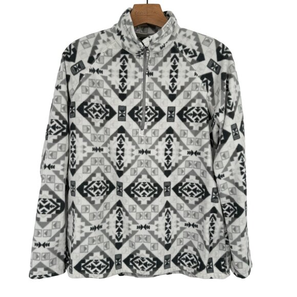 Eddie Bauer Women's Aztec Fleece Pullover top size large 1/4 zip - Picture 1 of 9